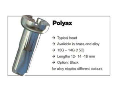 Sapim 14 Gauge Brass Polyax Nipple, Single - 14mm Black
