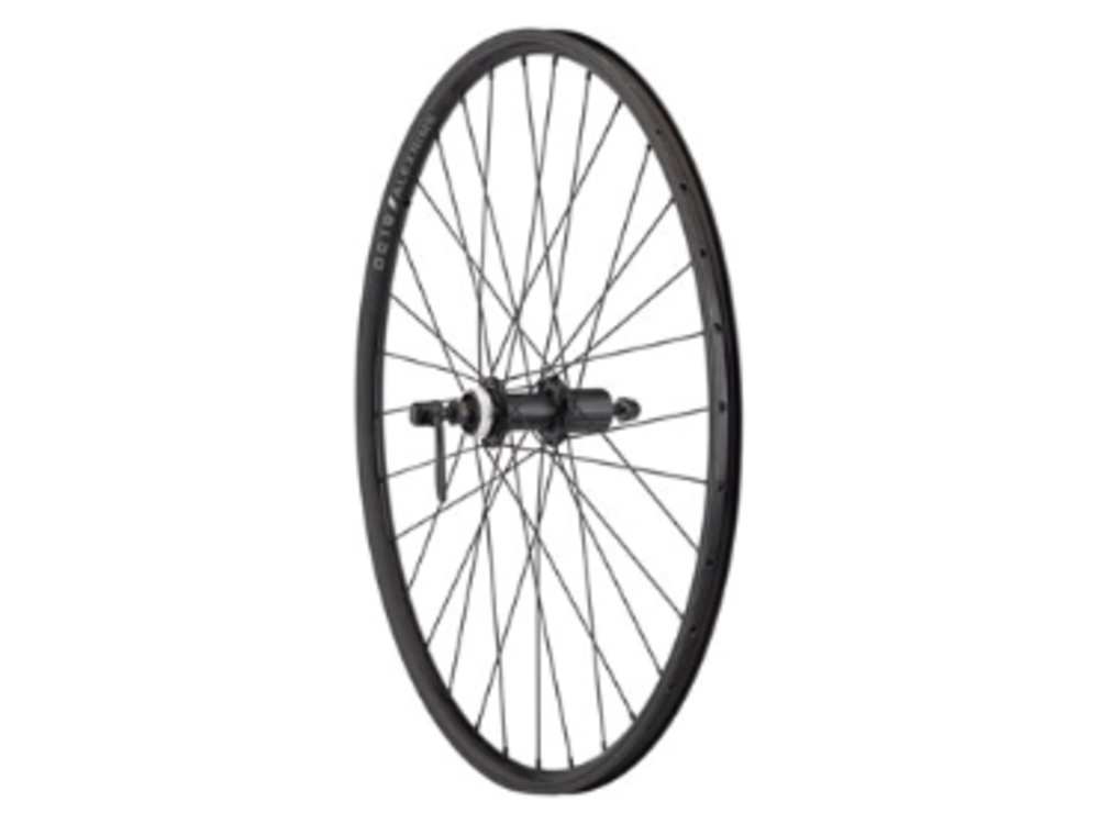 Quality Wheels Quality Wheels Value Double Wall Series Rim+Disc Rear Wheel - 26", QR x135mm, Center-Lock/Rim Brake, HG10, Black, Clincher