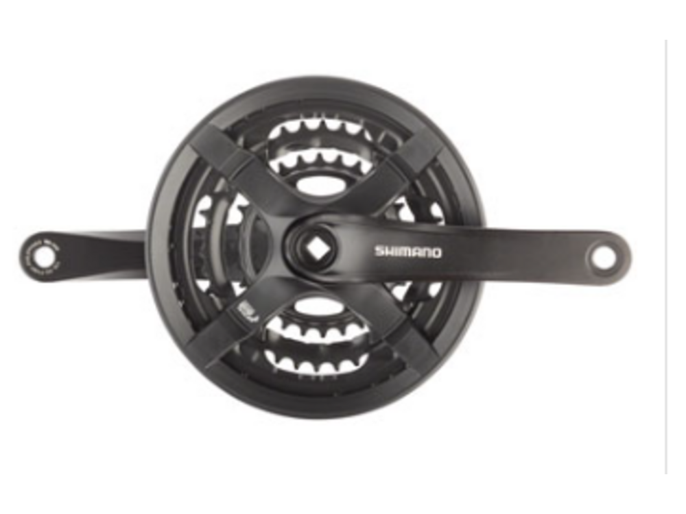 Shimano Shimano Tourney FC-TY501 Crankset - 170mm, 6/7/8-Speed, 42/34/24t, Riveted, Square Taper JIS Spindle Interface, Black