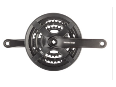 Shimano Shimano Tourney FC-TY501 Crankset - 170mm, 6/7/8-Speed, 42/34/24t, Riveted, Square Taper JIS Spindle Interface, Black