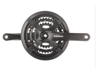 Shimano Shimano Tourney FC-TY501 Crankset - 170mm, 6/7/8-Speed, 42/34/24t, Riveted, Square Taper JIS Spindle Interface, Black