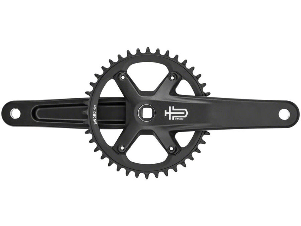 microSHIFT microSHIFT Sword Black 1x Crankset - 165mm, 9/10-Speed, 40t, 110 Asym BCD, JIS Square Taper Spindle Interface, Black