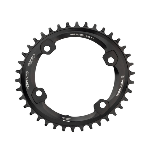 Wolf Tooth Components Wolf Tooth Components Elliptical Shim GRX Chainring, 110BCD(4-Bolt) 38T, Blk