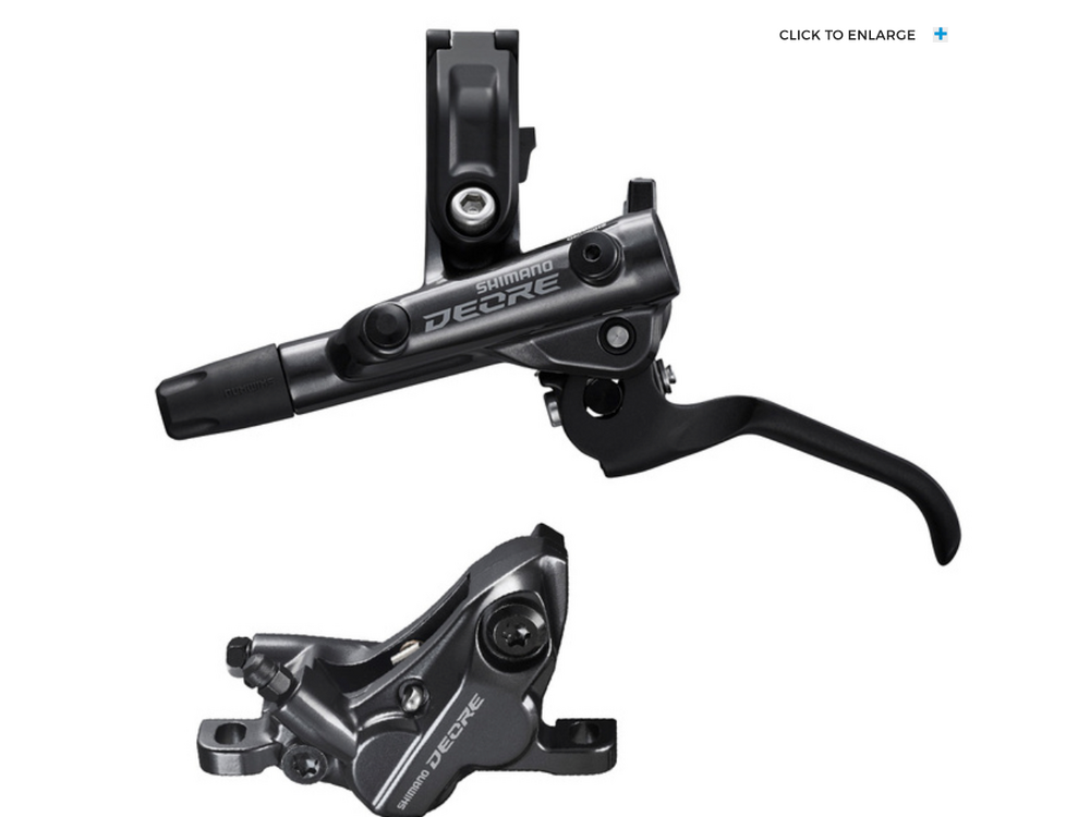 Shimano DISC BRAKE ASSEMBLED SET/J-kit, DEORE, BL-M6100(F), BR-M6120(F), W/O ADAPTER, METAL PAD (W/O FIN), 950MM HOSE (SM-BH90-SS BLACK), W/CONNECTER INSERT