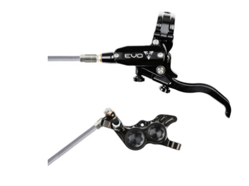 Hope Hope EVO GR4 Disc Brake and Lever Set - Left Hand, Post Mount, 4-Piston, Braided Hydraulic Hose, Black