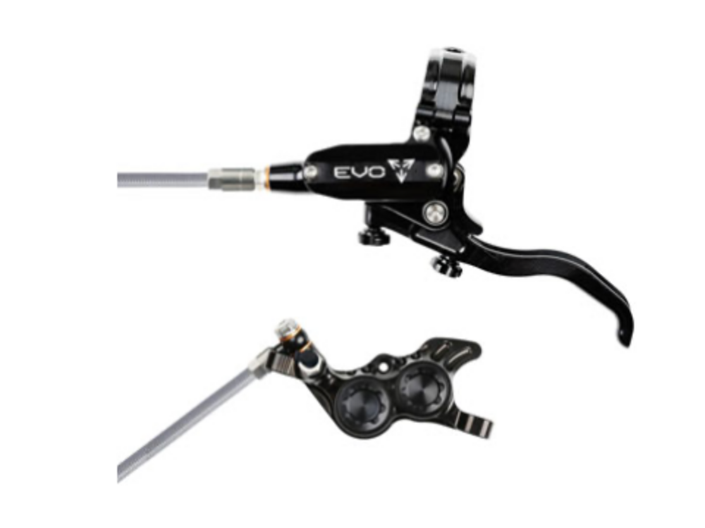 Hope Hope EVO GR4 Disc Brake and Lever Set - Right Hand, Post Mount, 4-Piston, Braided Hydraulic Hose, Black