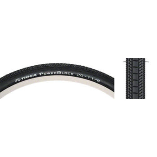 Tioga PowerBlock Tire - 20 x 1-1/8, Clincher, Wire, Black, 60tpi