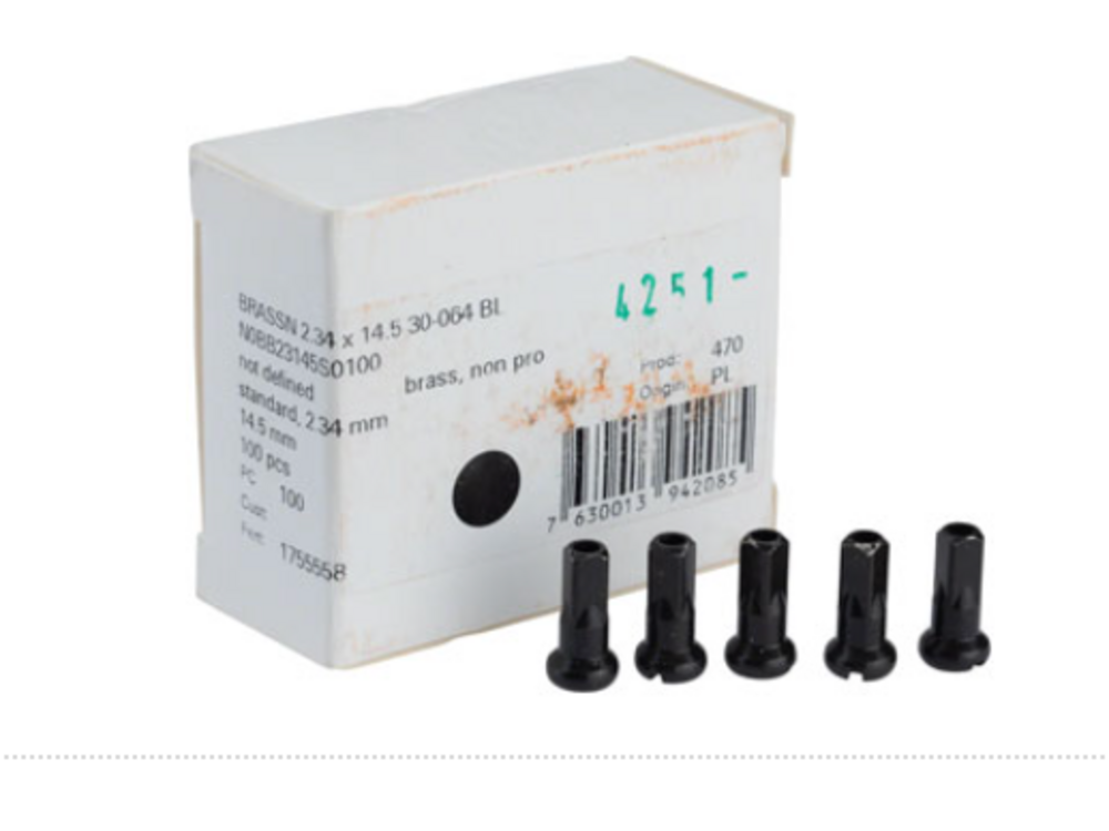 DT Swiss DT Swiss Standard Brass Nipples: 2.34 x 14.5mm, Black