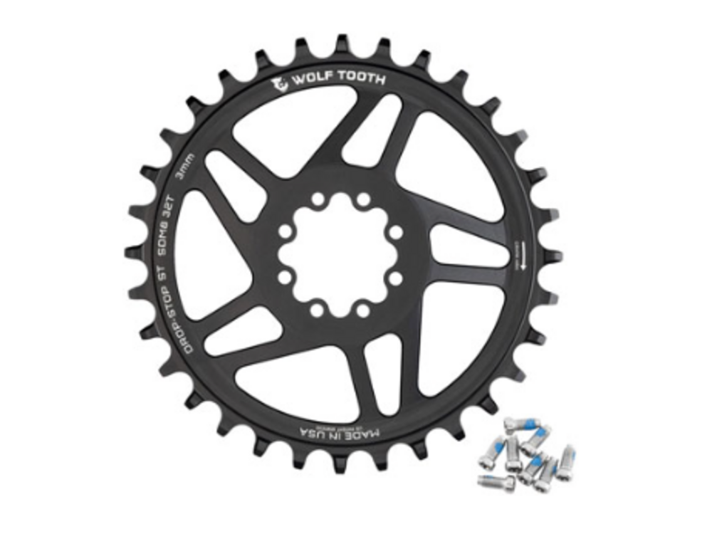 Wolf Tooth Wolf Tooth Direct Mount Chainring - 32t, SRAM 8-Bolt Direct Mount, 3mm Offset, Drop-Stop ST, Requires 12-Speed HG+ Chain, Black