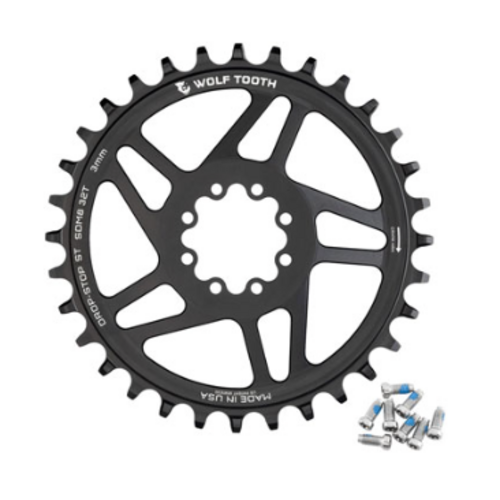 Wolf Tooth Wolf Tooth Direct Mount Chainring - 32t, SRAM 8-Bolt Direct Mount, 3mm Offset, Drop-Stop ST, Requires 12-Speed HG+ Chain, Black