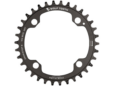 Wolf Tooth Wolf Tooth 104 BCD Chainring - 34t, 104 BCD, 4-Bolt, Drop-Stop B, Black