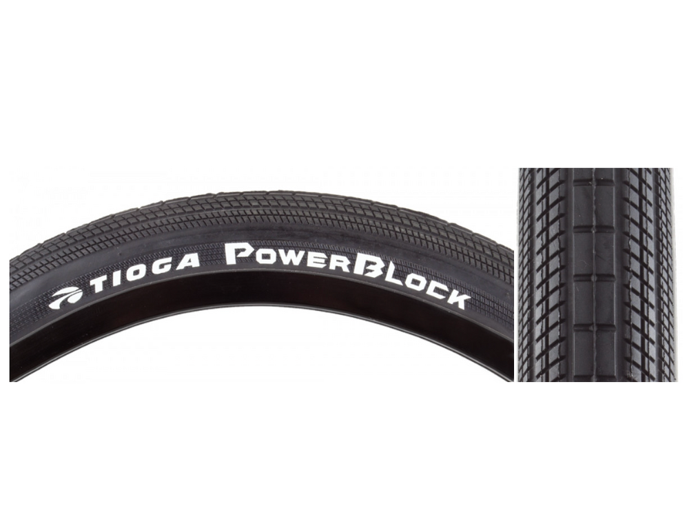 Tioga Tioga PowerBlock Tire - 20 x 1.95, Clincher, Wire, Black, 60tpi