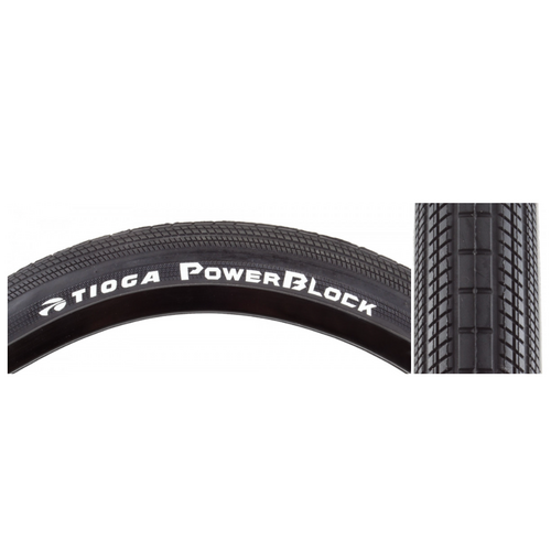 Tioga Tioga PowerBlock Tire - 20 x 1.95, Clincher, Wire, Black, 60tpi