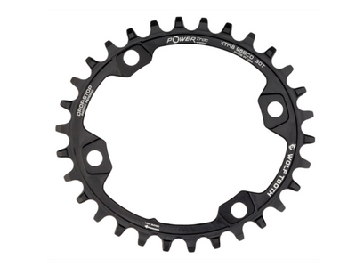 Wolf Tooth Components Wolf Tooth Elliptical 96 BCD Chainring - 30t, 96 Asymmetric BCD, 4-Bolt, Drop-Stop, For Shimano XT M8000 and SLX M7000 Cranks, Black