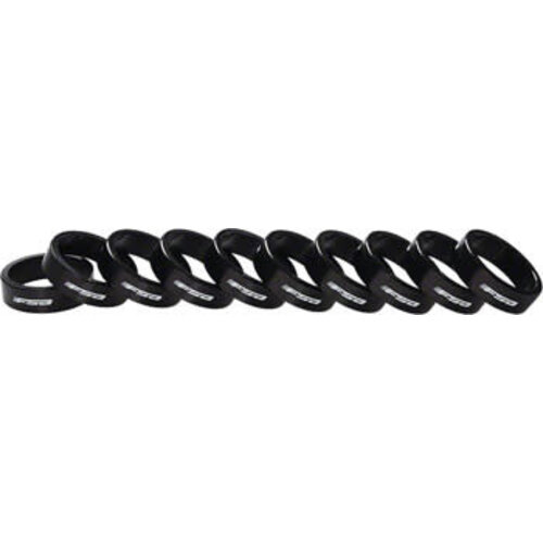 Full Speed Ahead Full Speed Ahead Bag of 10 1-1/8"x10mm Headset Spacers Black Alloy with Logo