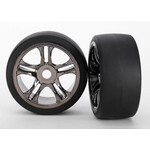 Traxxas TRA6477 Traxxas Rear Black Chrome Wheels & Belted S1 Slick Tires (2)