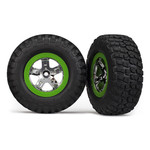 Traxxas TRA6876 Traxxas SCT Chrome & Green Wheels w/ BFG Tires (2)