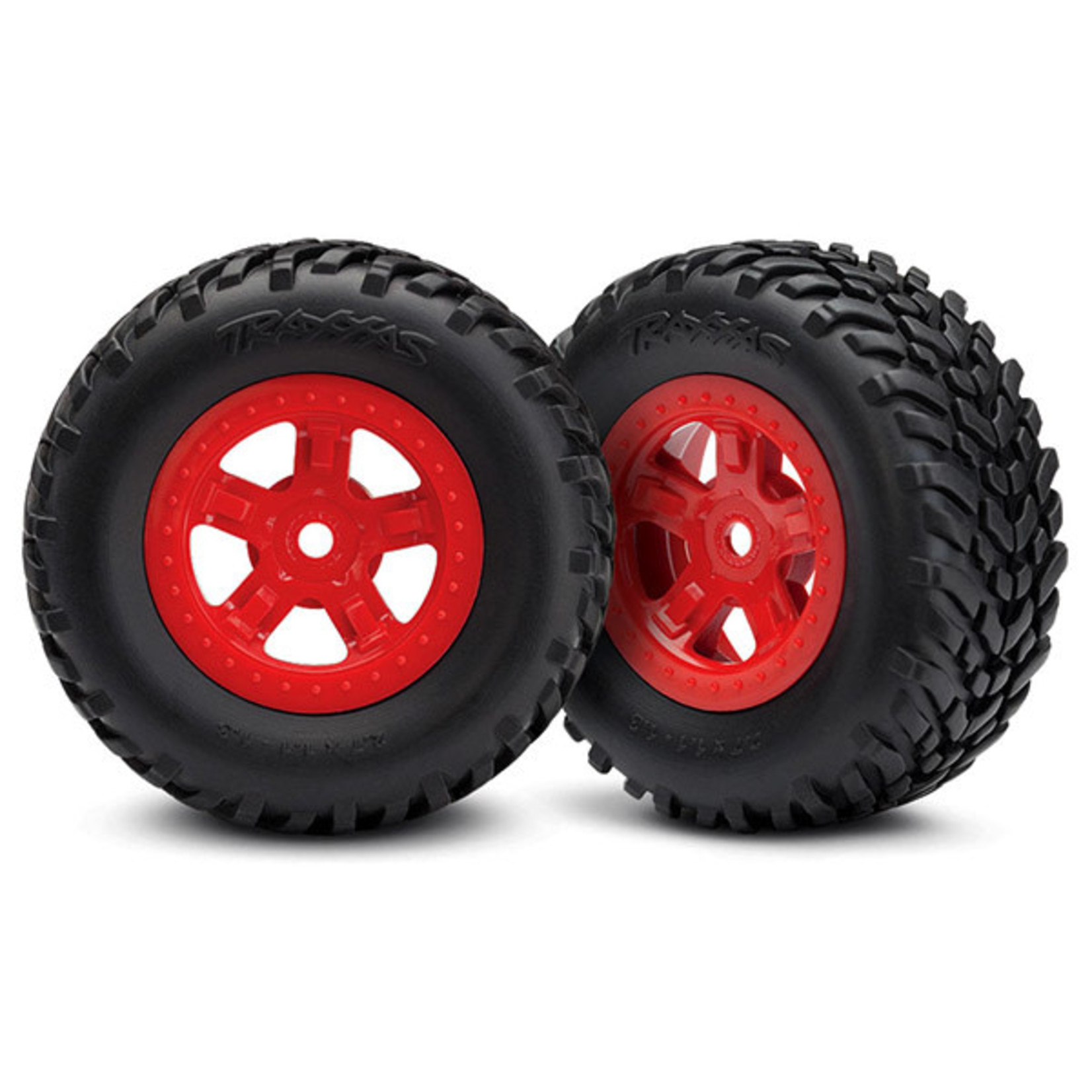 Traxxas TRA7674R Traxxas Red 5-Spoke wheels with SCT Tires (2)