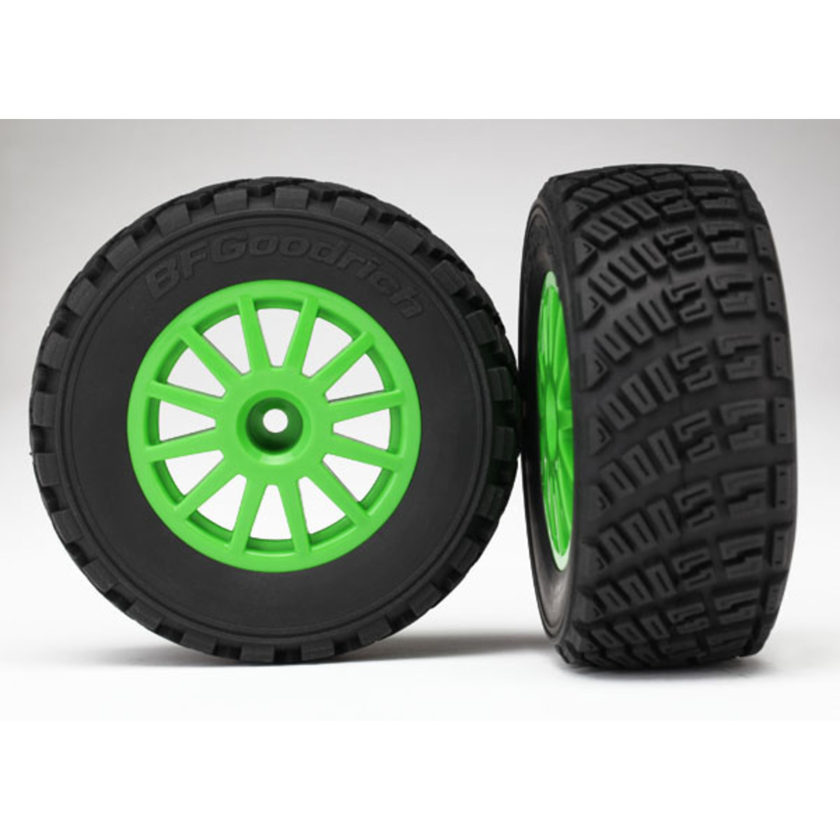 Traxxas TRA7473X Traxxas Green 12-Spoke Rally Wheels w/ Rally Tires (2)
