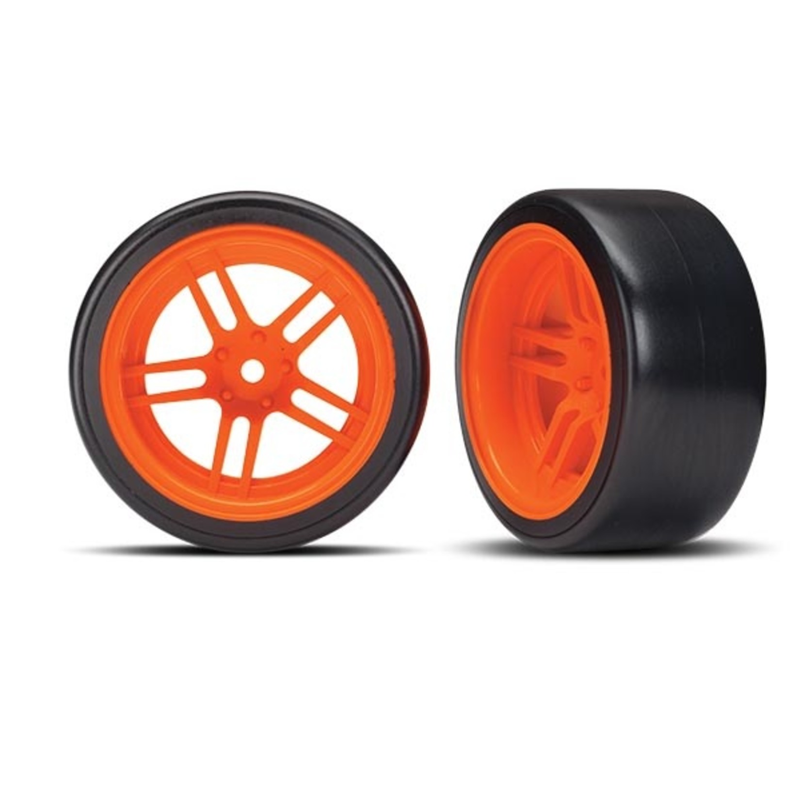 Traxxas TRA8377A Traxxas 4-Tec 1.9" Orange Split-Spoke Rear Wheels & Drift Tires (2)