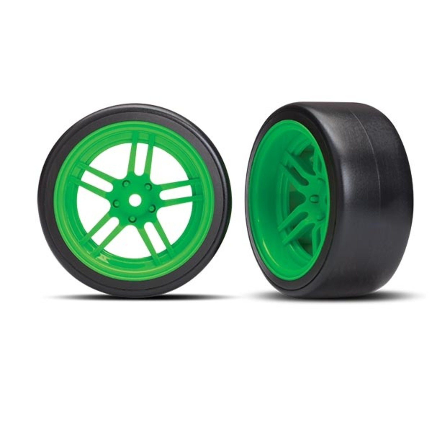 Traxxas TRA8377G Traxxas 4-Tec 1.9" Green Split-Spoke Rear Wheels & Drift Tires (2)