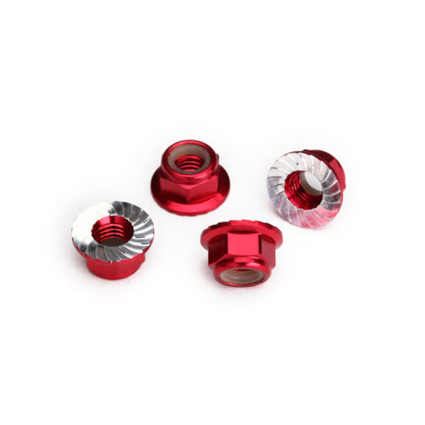 Traxxas TRA8447R Traxxas 5 mm Red Aluminum Serrated Lock Nuts (4)