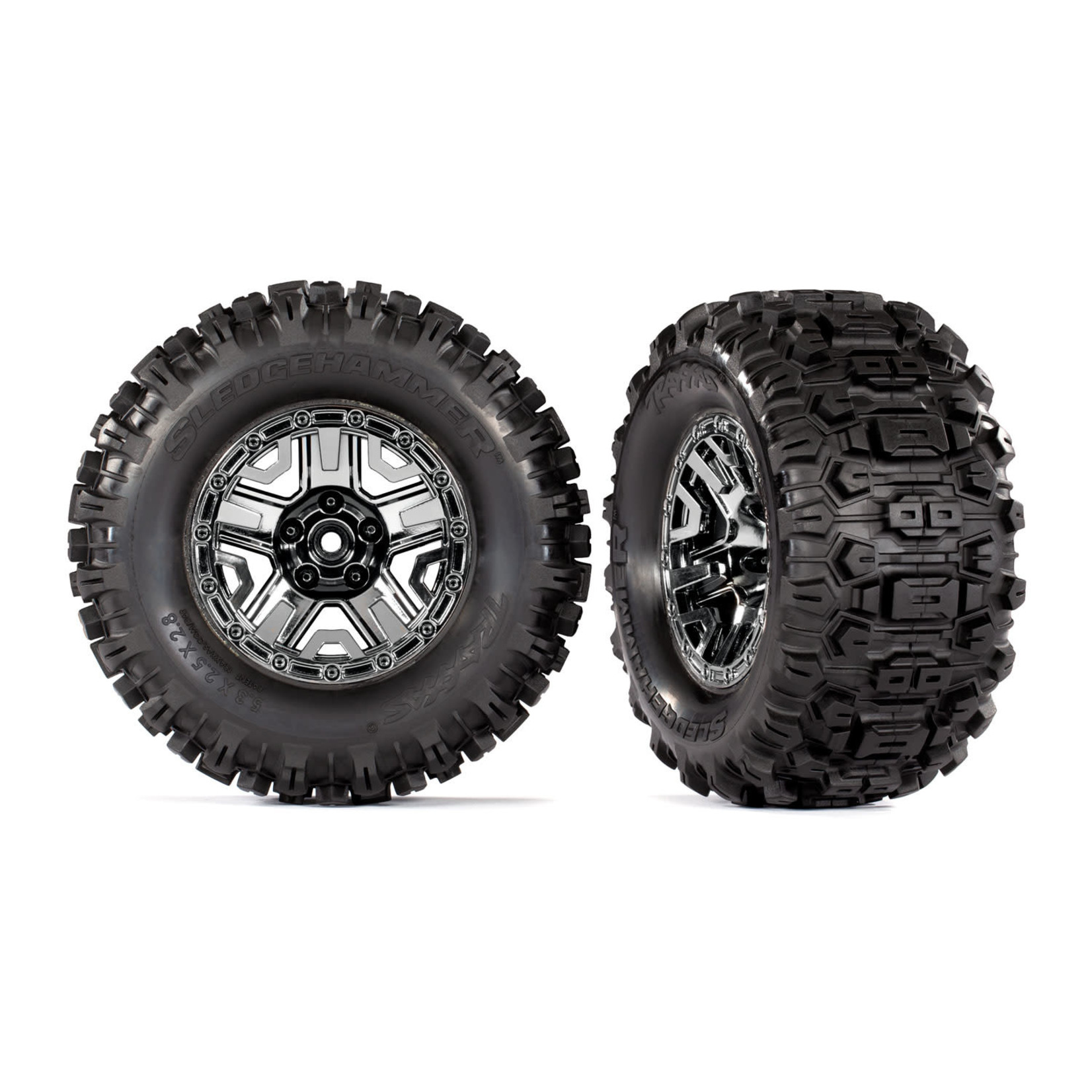 Traxxas TRA9072 Traxxas 2.8" Black Chrome Wheels & Sledgehammer Tires (2)