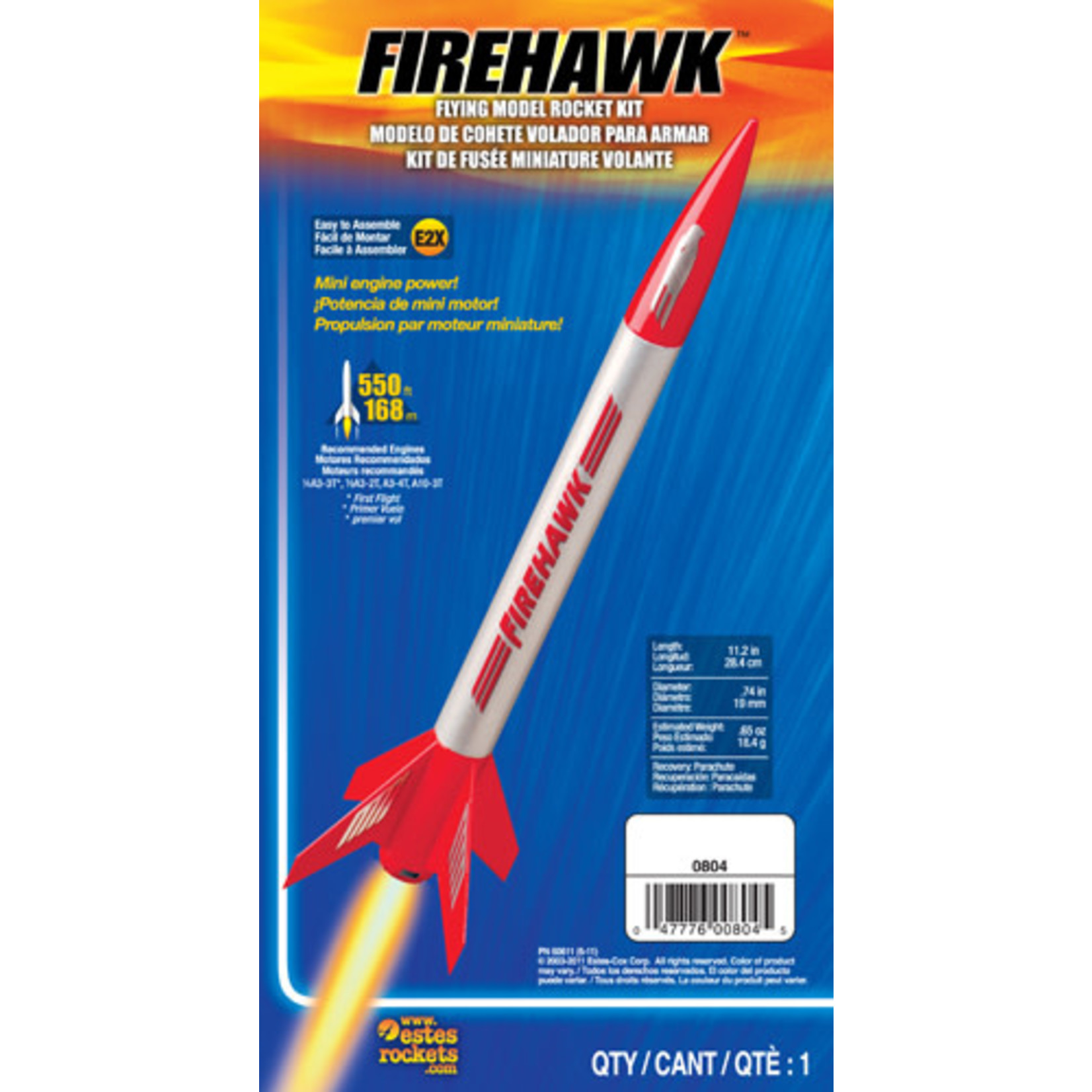 Estes EST0804 Estes Firehawk Mini Rocket Kit E2X Easy-to-Assemble