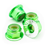 1UP 1UP80572 1Up Racing Aluminum Locknuts M4 Flanged & Serrated - Green
