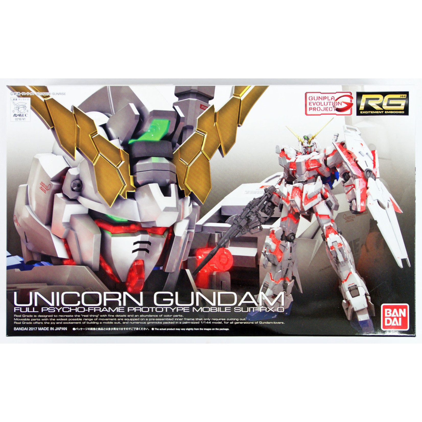 Bandai BAN2370362 Bandai RG #25 Unicorn Gundam Full Psycho-Frame Prototype Mobile Suit RX-0