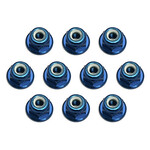 Team Associated ASC25392 Associated Factory Team 3mm Aluminum Flanged Locknut (Blue) (10)