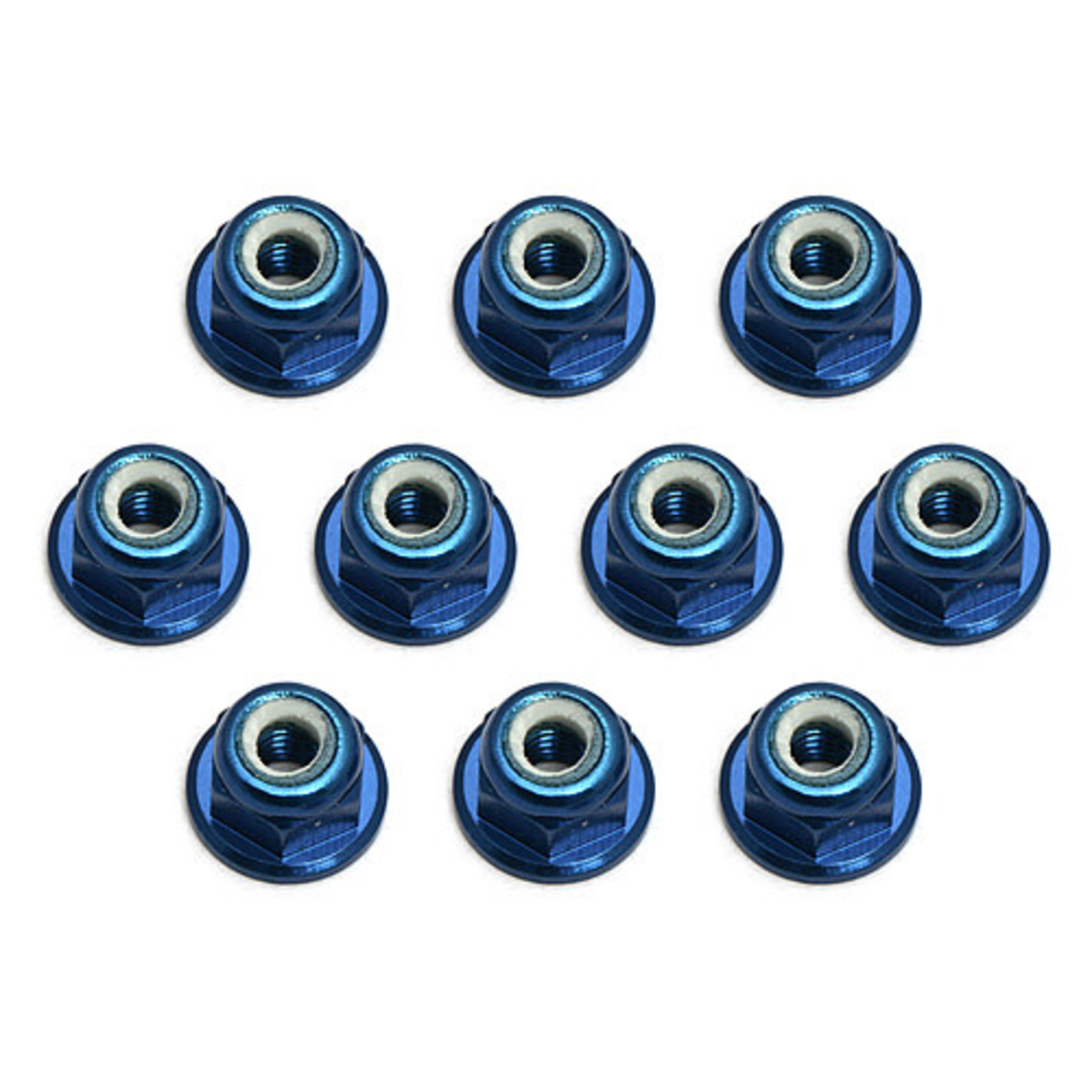 Team Associated ASC25392 Associated Factory Team 3mm Aluminum Flanged Locknut (Blue) (10)
