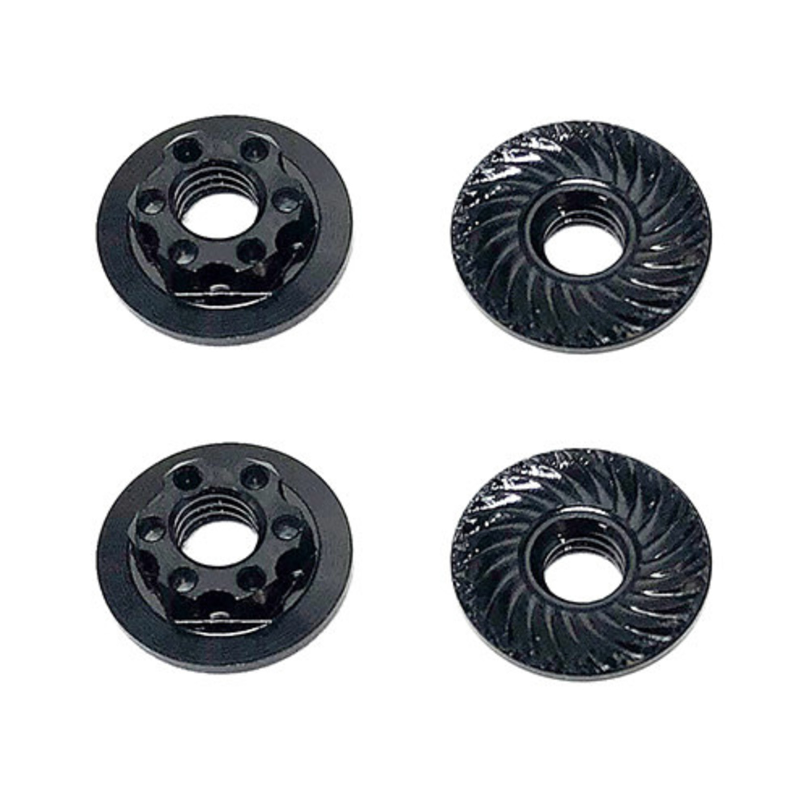 Team Associated ASC92254 Associated FT 4mm Low Profile Serrated Wheel Nuts (Black) (4)