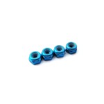 Hiro-Seiko HSI 69850 Hiro-Seiko 3mm Alloy Nylon Nut (S_Size) Tamiya Blue (4pcs)