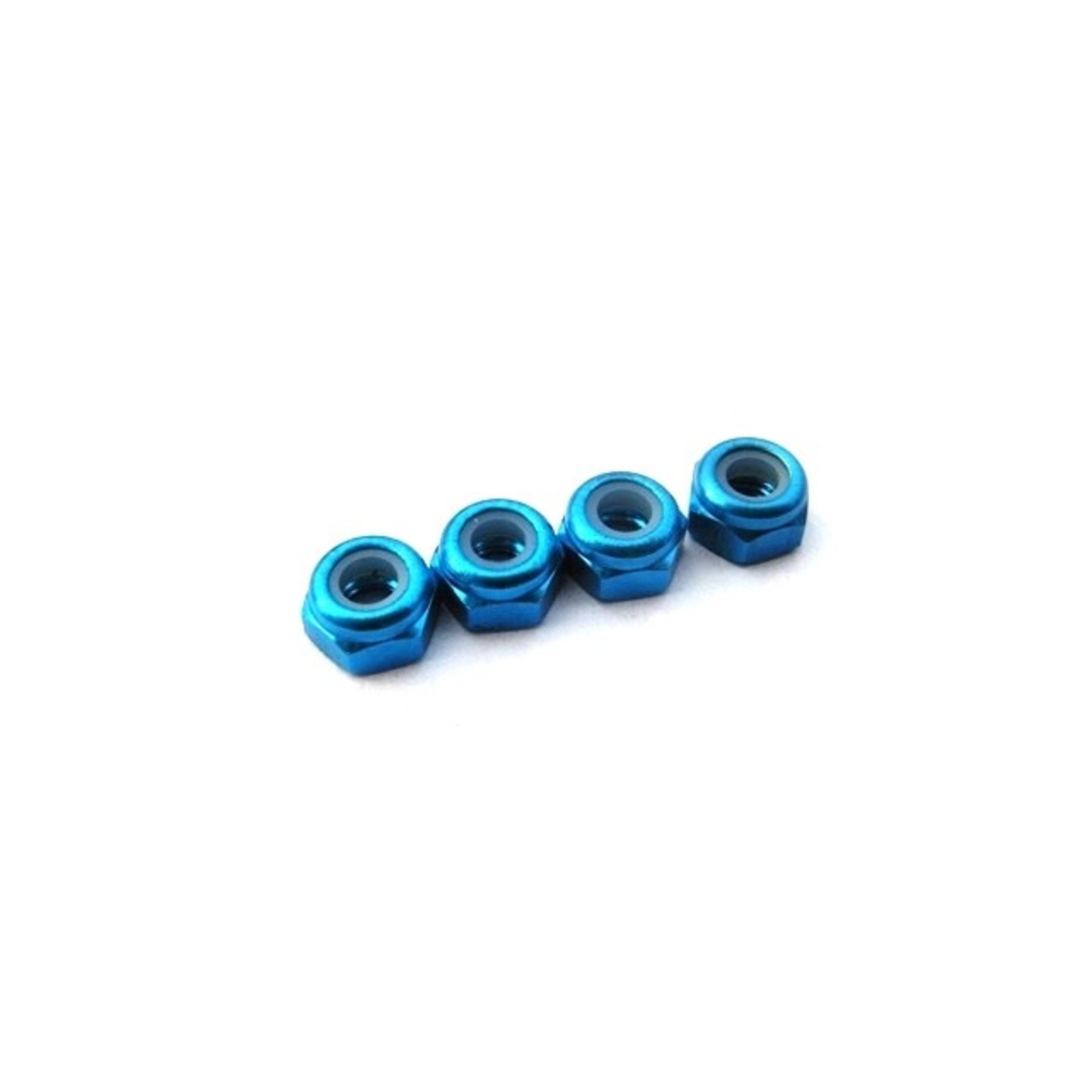 Hiro-Seiko HSI 69850 Hiro-Seiko 3mm Alloy Nylon Nut (S_Size) Tamiya Blue (4pcs)