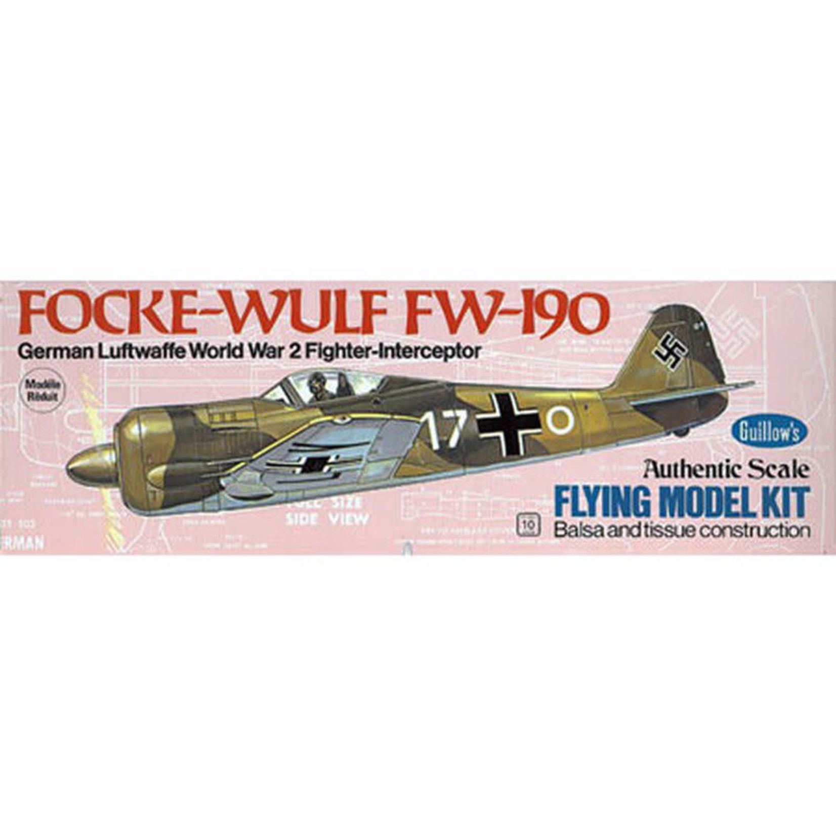 Guillows GUI502 Guillows Focke-Wulf FW-190 Kit, 16.5"