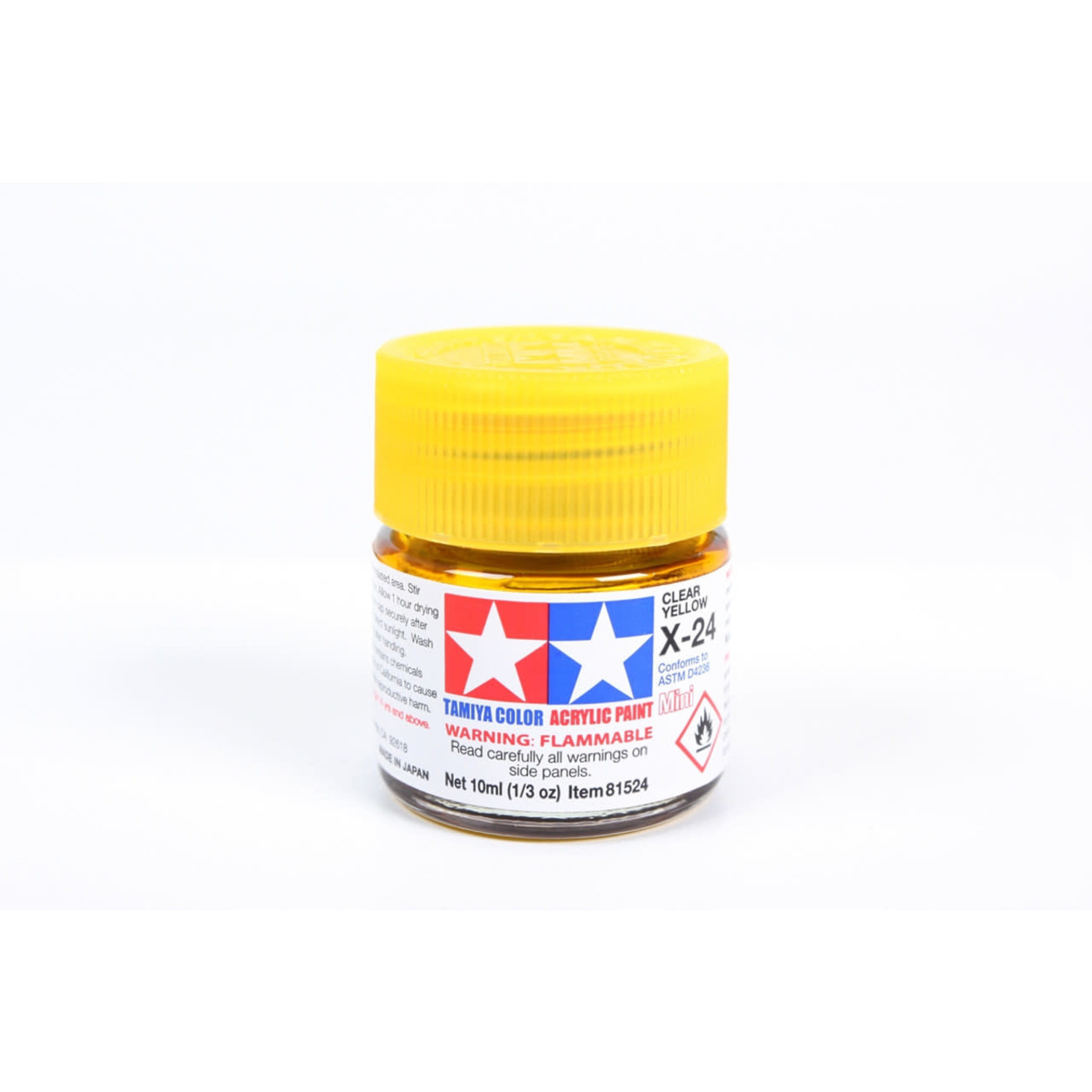 Tamiya TAM81524 Tamiya Acrylic Mini X-24 Clear Yellow 10ml (1/3oz)