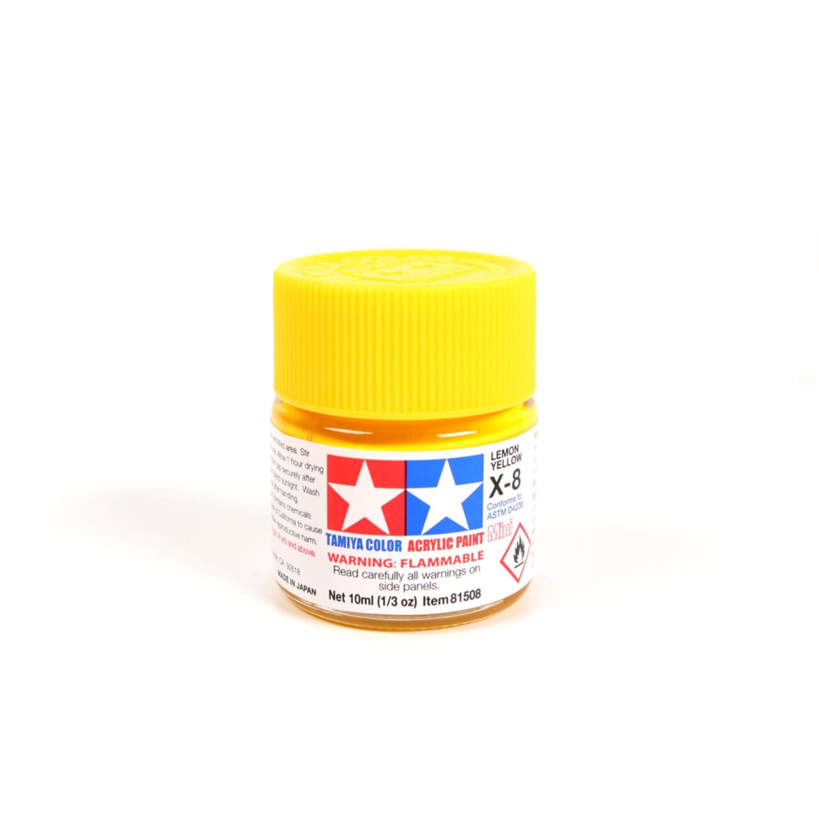 Tamiya TAM81508 Tamiya Acrylic Mini X-8 Lemon Yellow 10ml (1/3oz)