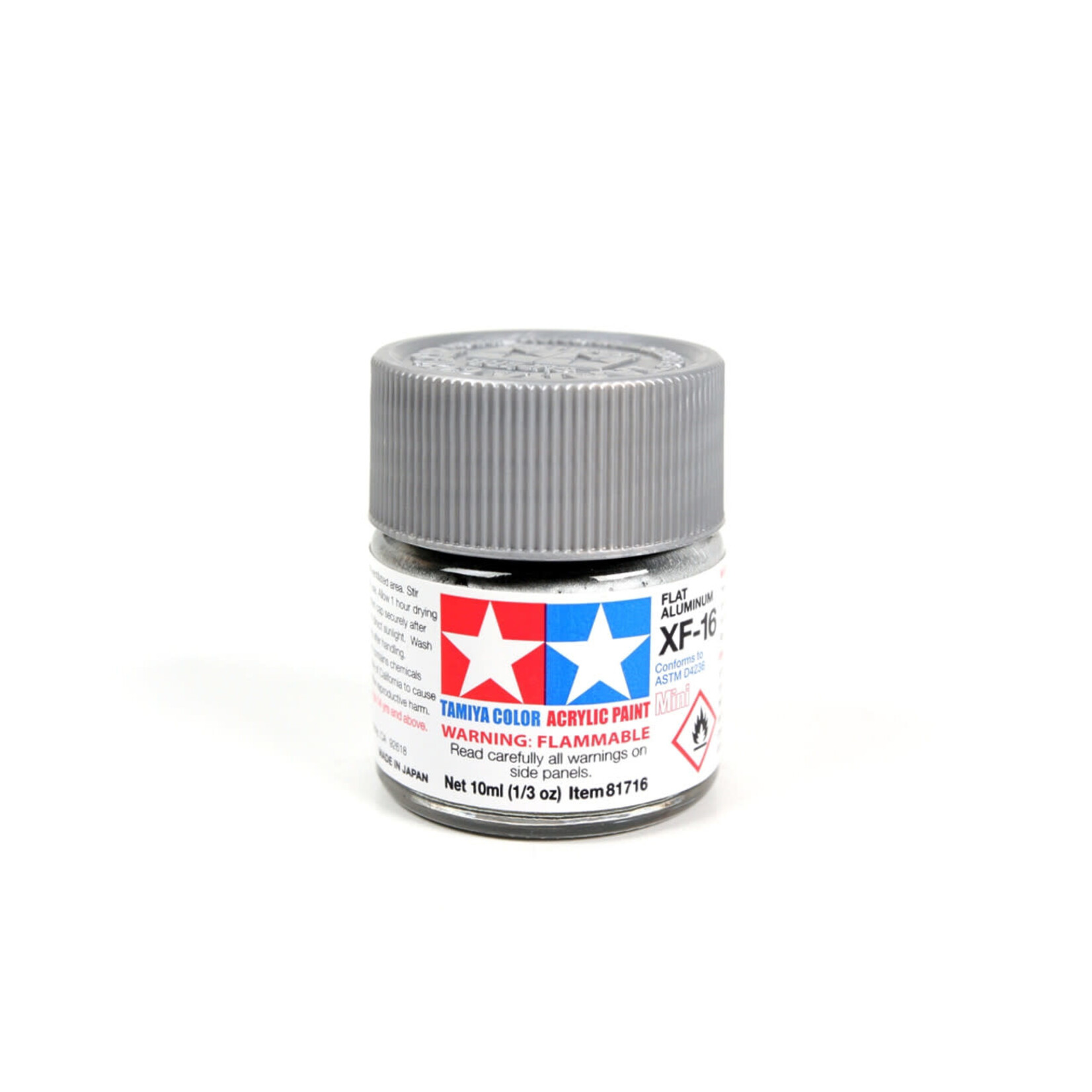 Tamiya TAM81716 Tamiya Acrylic Mini XF-16 Flat Aluminum 10ml (1/3oz)