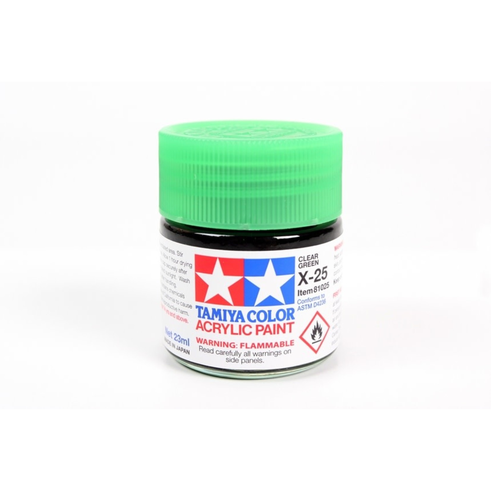 Tamiya TAM81025 Tamiya Acrylic X-25 Gloss Clear Green 23ml