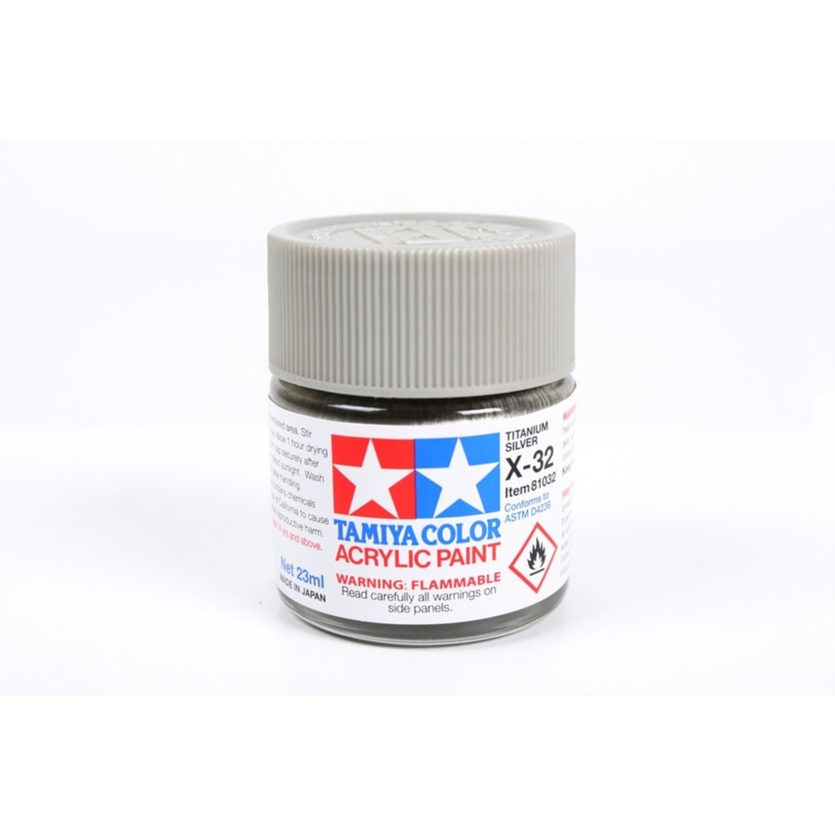 Tamiya TAM81032 Tamiya Acrylic X-32, Titanium Silver 23ml