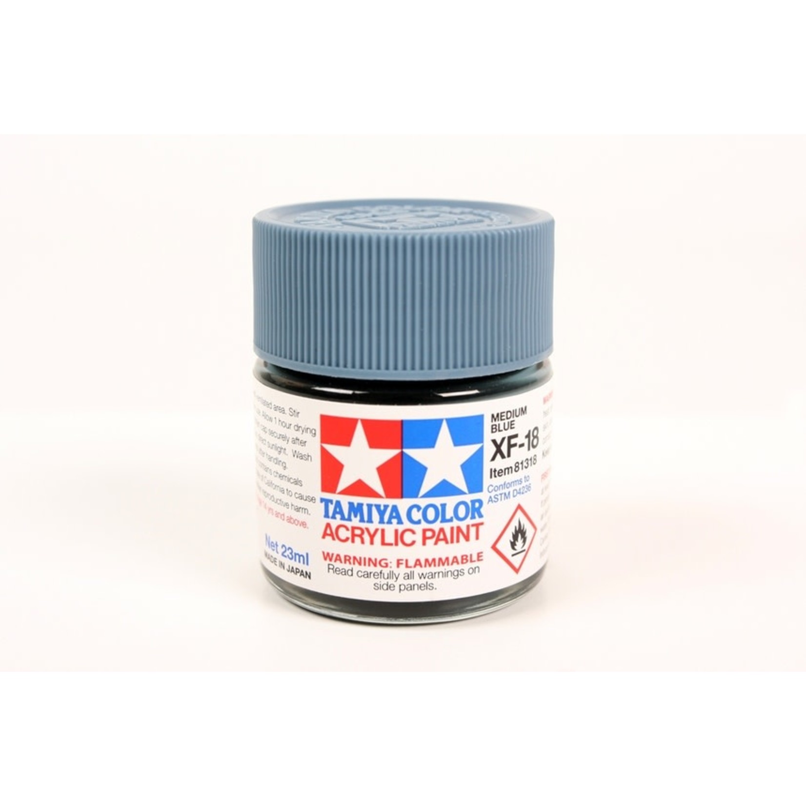 Tamiya TAM81318 Tamiya Acrylic XF-18 Flat Medium Blue 23ml