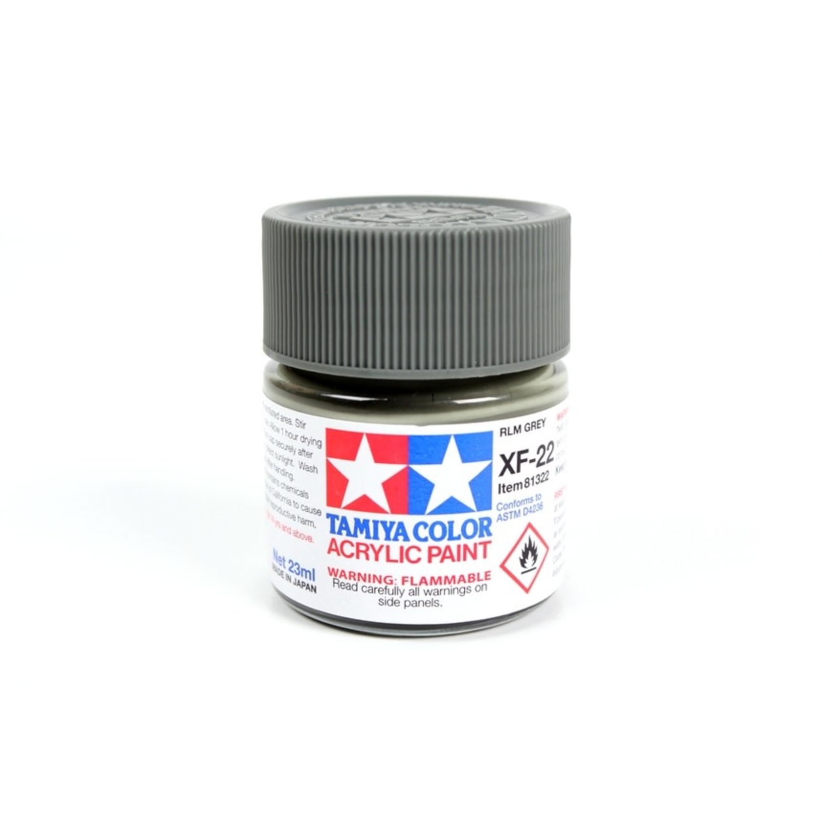 Tamiya TAM81322 Tamiya Acrylic XF-22 Flat RLM Gray 23ml