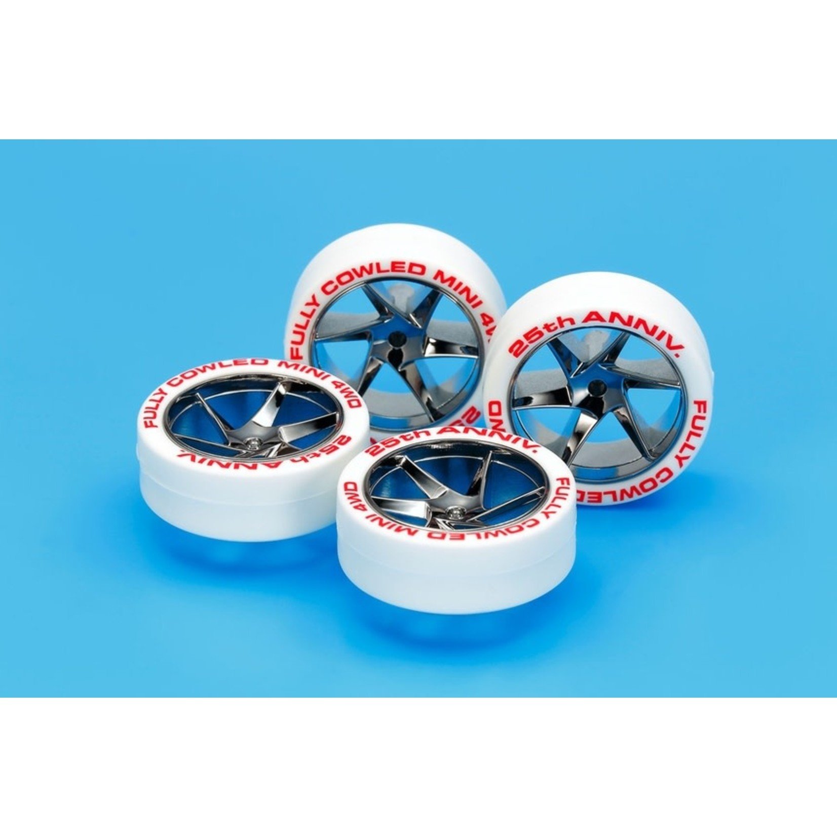 Tamiya TAM95115 Tamiya Mini 4WD JR White/Black PL Wheels