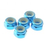 Hiro-Seiko HSI 69225 Hiro-Seiko 4mm Alloy Nylon Nut Tamiya Blue (5pcs)