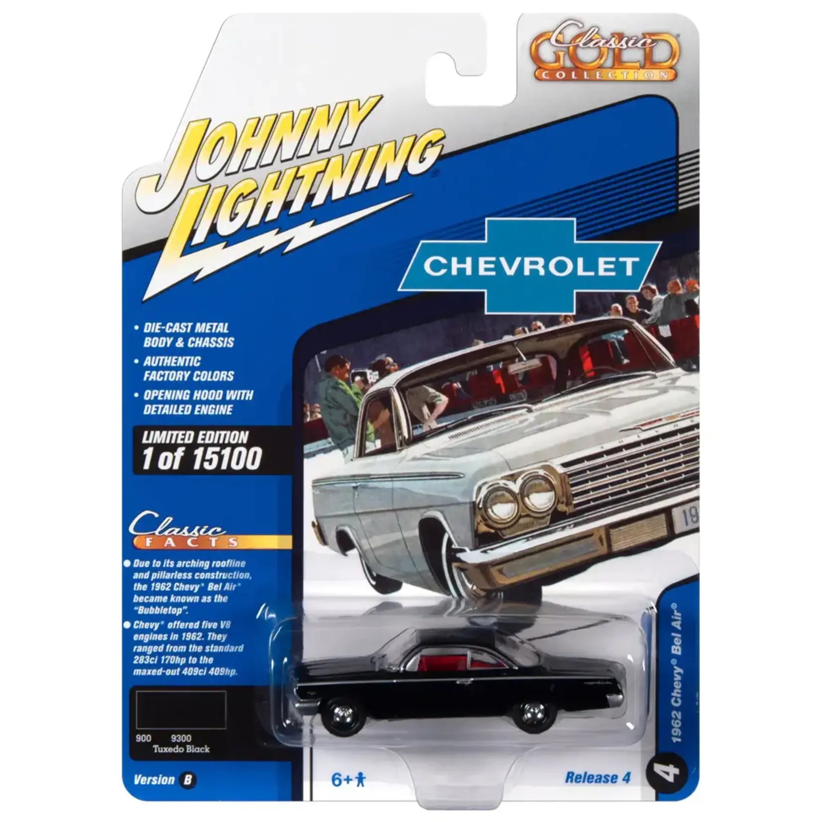 Johnny Lightning JLSP187B Johnny Lightning 1962 Bel Air Bubbletop Tuxedo Black