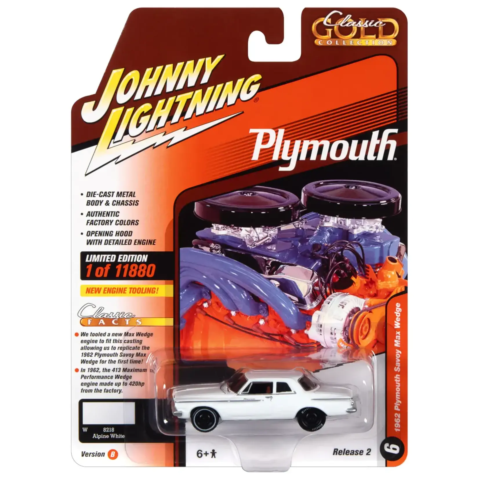 Johnny Lightning JLSP248B Johnny Lightning 1962 Plymouth Savoy Max Wedge Alpine White