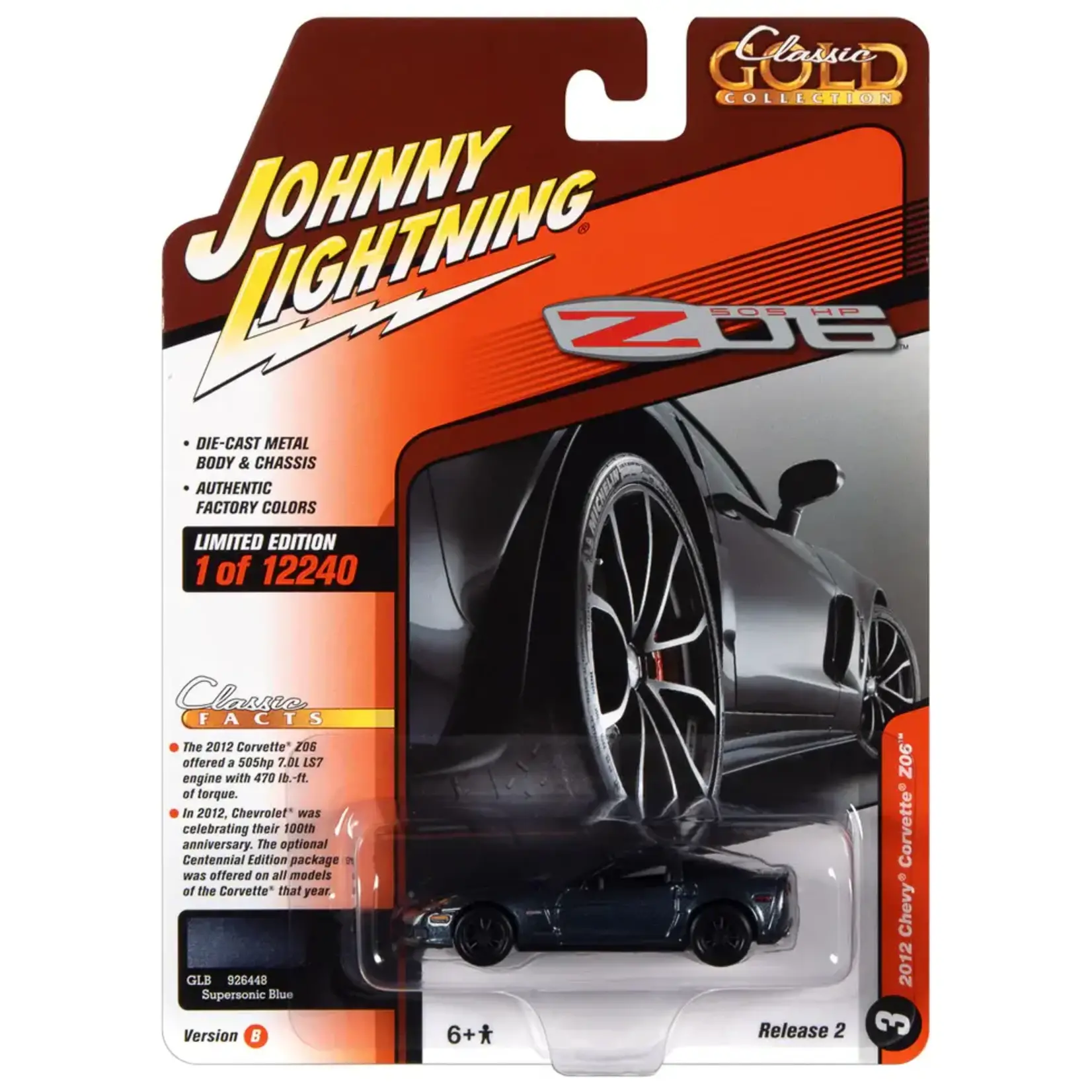 Johnny Lightning JLSP245B Johnny Lightning 2012 Chevrolet Corvette Z06 Supersonic Blue Metallic
