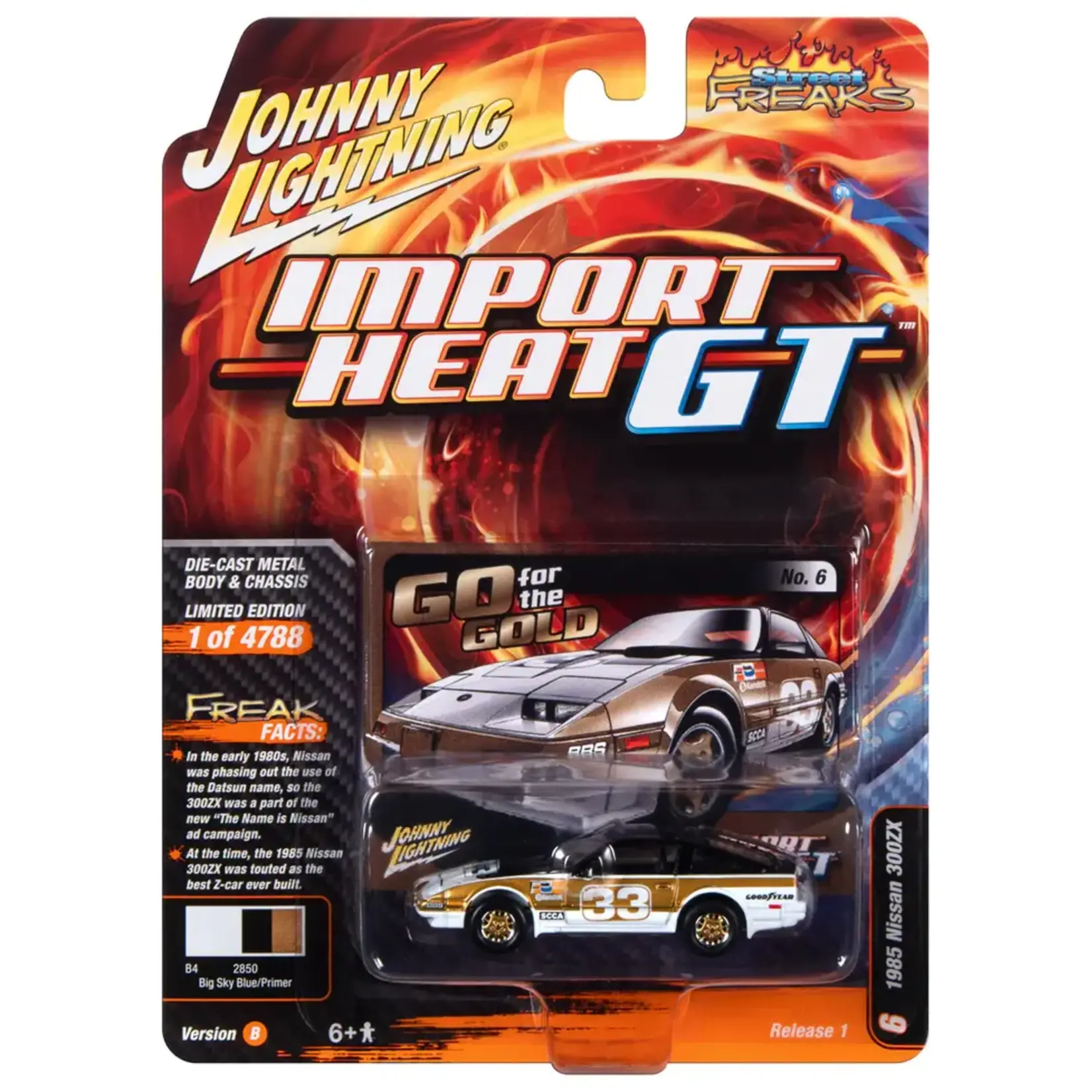 Johnny Lightning JLSP298B Johnny Lightning 1985 Nissan 300ZX (Import Heat GT) White/Black/Gold Race Graphics