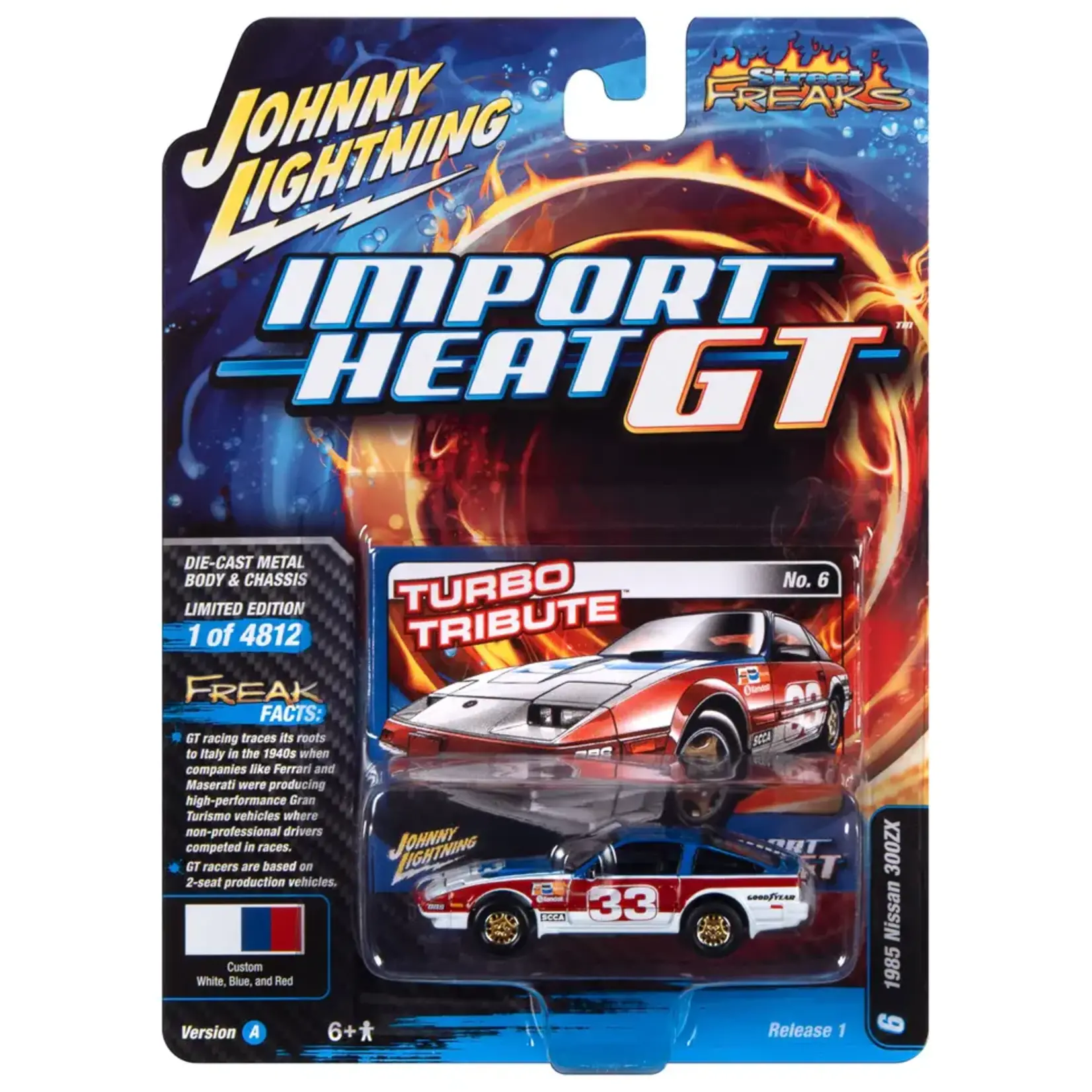 Johnny Lightning JLSP298A Johnny Lightning 1985 Nissan 300ZX(Import Heat GT) Red/White Blue Race Graphics
